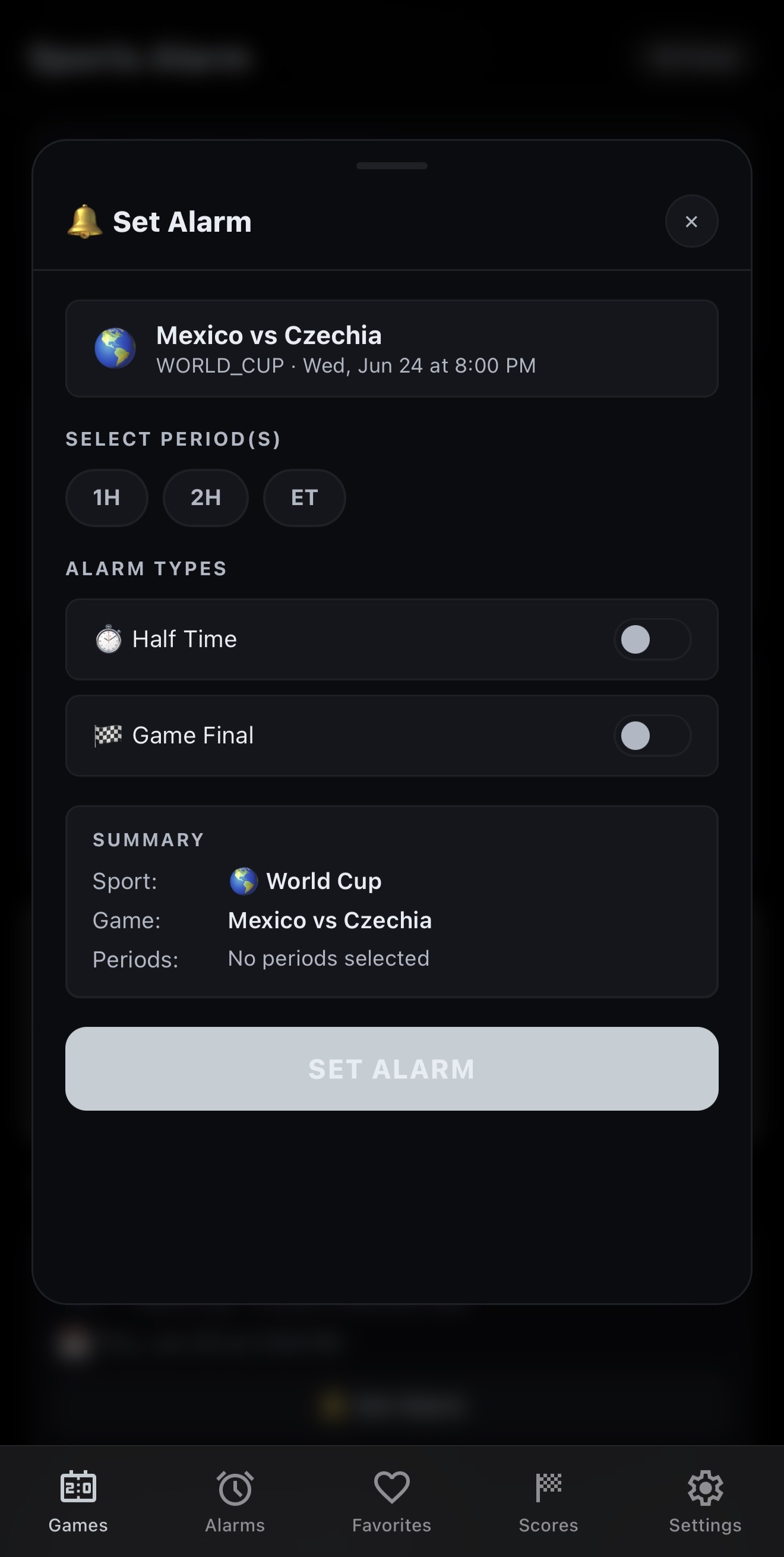 Soccer Alarm