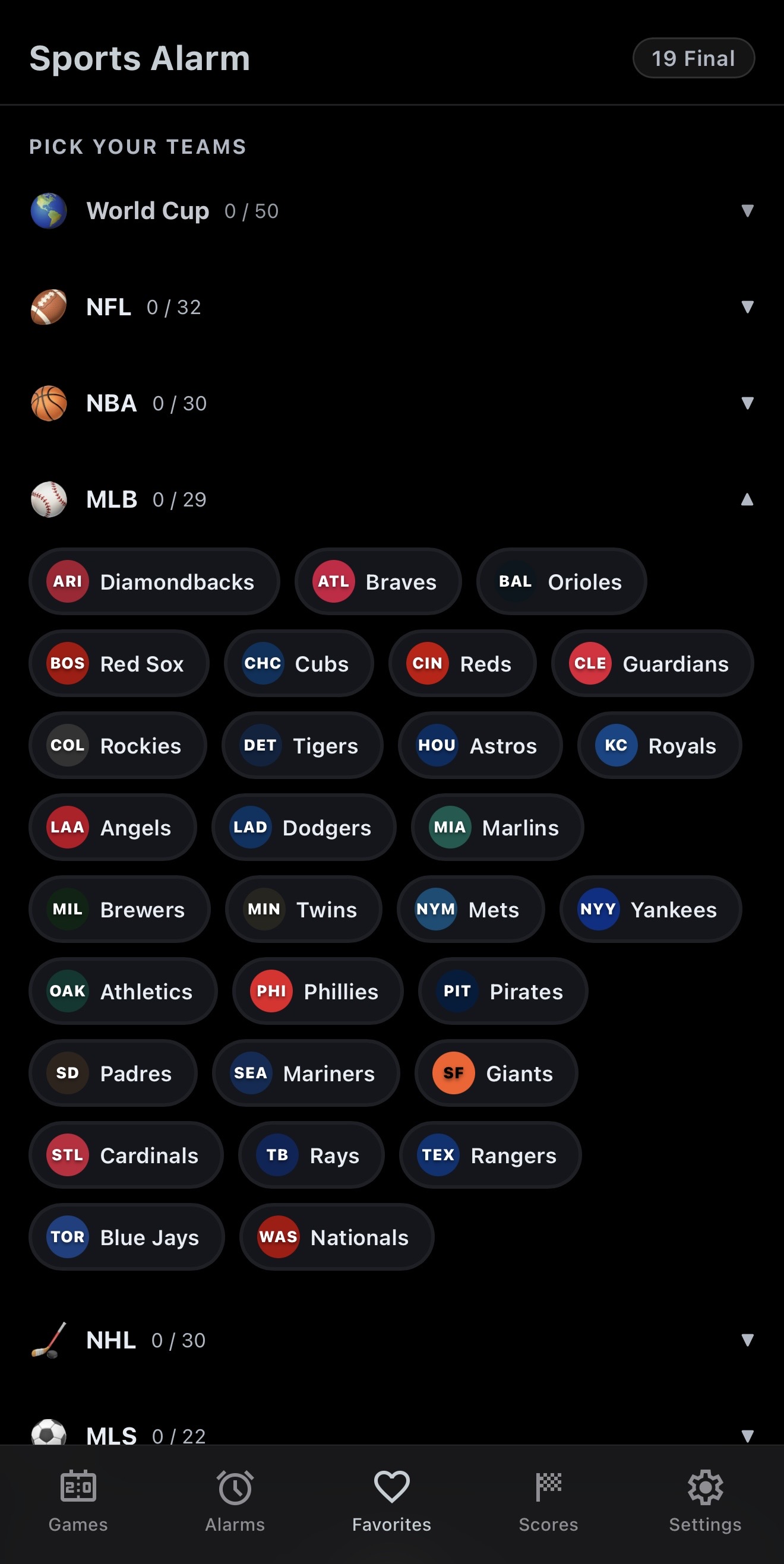 Favorites Tab