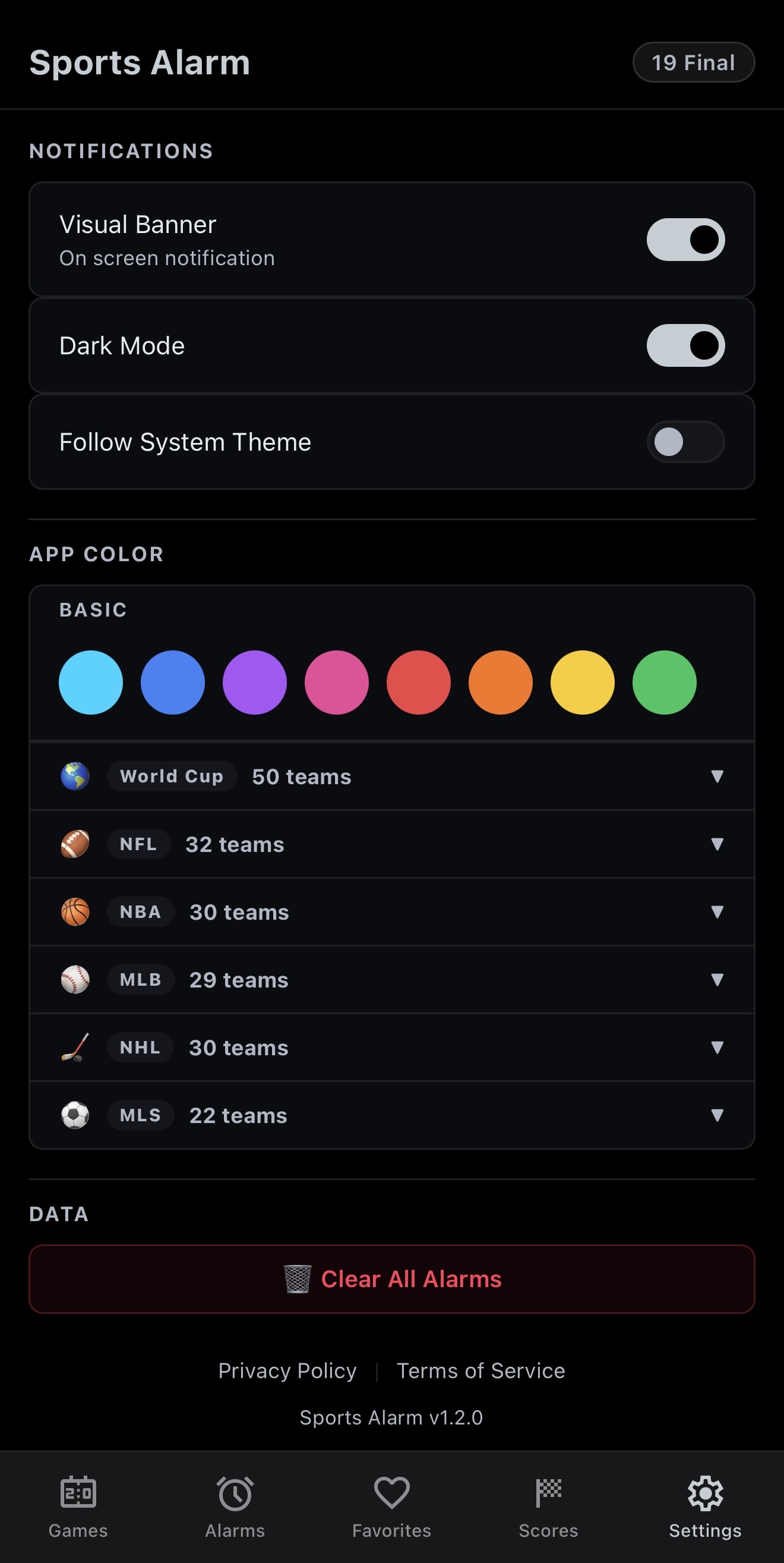 Settings Tab